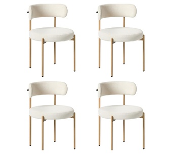 Set of 4 Nara White Natural Dining Chairs