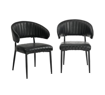 Set of 2 Hibby Black Faux Leather Dining Chair