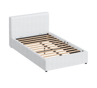 Ilawi King Single White Boucle Gas Lift Bed Frame