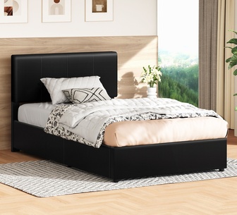 Ilawi King Single Black PU Gas Lift Bed Frame