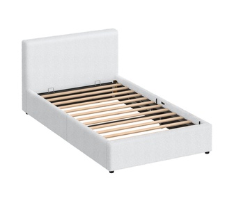 Ilawi Single White Boucle Gas Lift Bed Frame