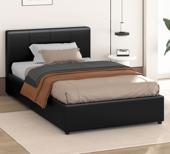 Ilawi Single Black PU Gas Lift Bed Frame