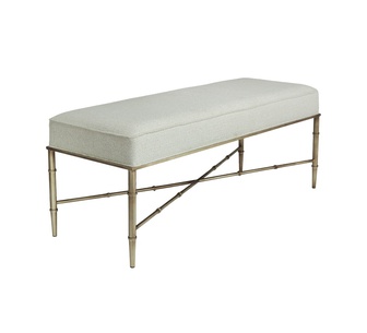 Zila Ecru Fabric Rectangle Ottoman