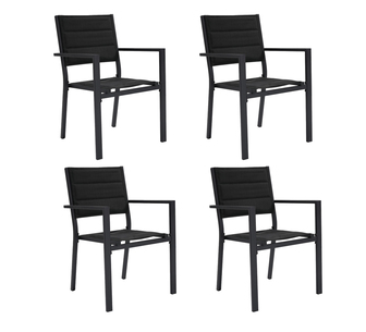 Iligan Set of 4 Outdoor Dining Chair Black