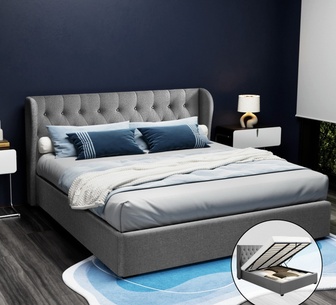 Ilona King Grey Gas Lift Bed Frame