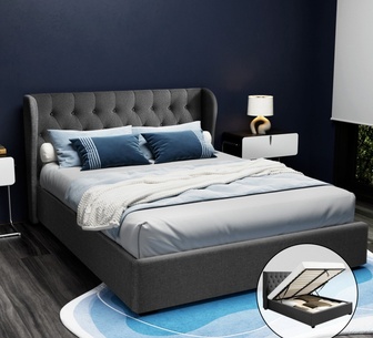 Ilona Queen Charcoal Gas Lift Bed Frame