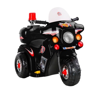 Isandro 6V Kids Black Ride-On Police Motorcycle