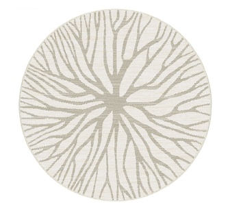 Ismere 200x200cm Beige White Round Rug