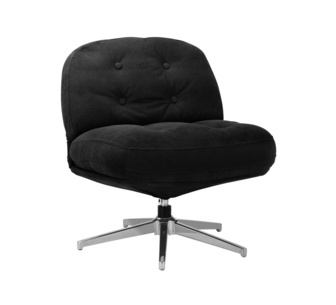 Isso Black Tufted Corduroy Swivel Accent Chair