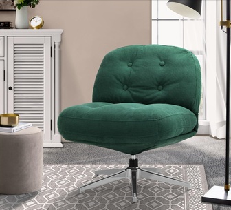 Isso Green Tufted Corduroy Swivel Accent Chair