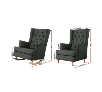 Kivo Charcoal Rocking Armchair