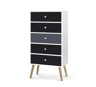 Jacmel White Chest of 5 Drawers