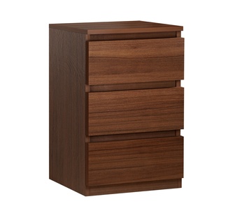 Jamalia 3 Drawer Walnut Bedside Table