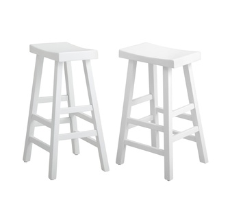 Set of 2 James Wooden White Bar Stool