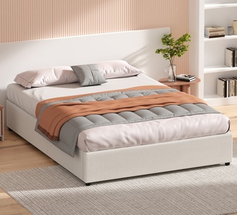 Janna Double Beige Fabric Gas Lift Bed Base
