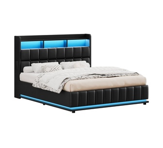 Janica Queen LED Black Gas Lift Bed Frame