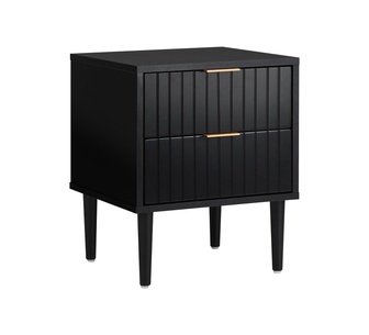 Janette 2 Drawer Black Bedside Table