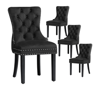 Set of 4 Bahan Black Velvet Dining Chair