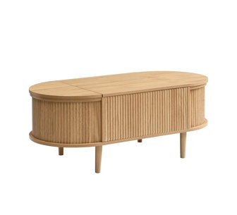 Jansen Oval Oak Coffee Table w/ Lift Tabletop