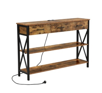Jandy 3 Drawers 3 Tier Console Table w/ Charging Station