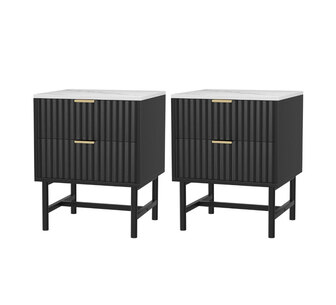 Set of 2 Jarred Black/White Bedside Table