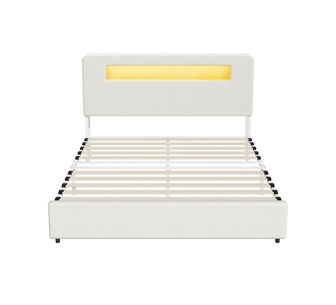 Javier LED Bed Frame with Charging White Queen