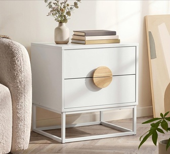 Jazzlyn 2 Drawer White Bedside Table