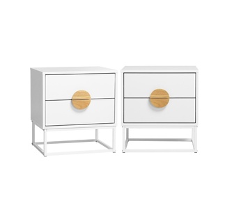 Set of 2 Jazzlyn 2 Drawer White Bedside Table