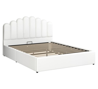 Jenelyn Double White PU Gas Lift Bed Frame