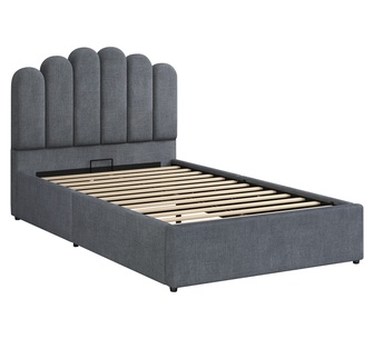 Jenelyn King Single Grey Fabric Gas Lift Bed Frame