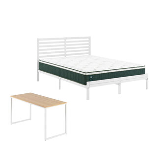 Jennifer Desk Trix White Bed & DeepSleep Single Mttress Set