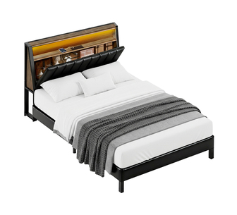 Jegs Double Black LED Bed Frame and Charging Station