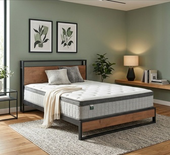 Jessica Brown Bed Frame w USB & Napa Double Mattress Package