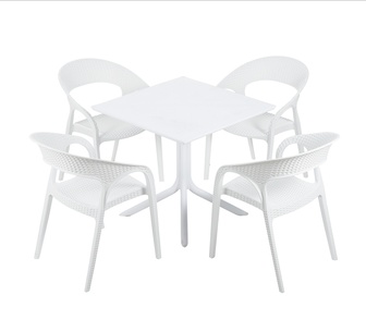 Jeyvi Set of 4 Outdoor Stackable Dining Chairs White