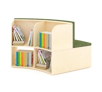 Jooyes Puzzle Kids Book Storage Seat with Cushioned Top Oak