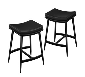 Set of 2 Jolyon PU Black Bar Stools