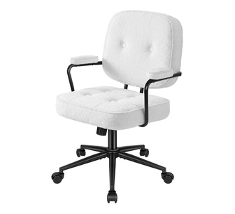 Jolyn White Boucle Office Chair