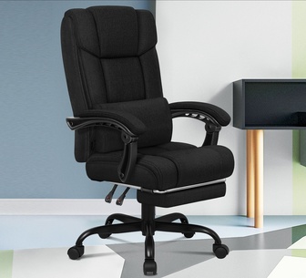 Bijou Black Fabric Office Chair with Footrest