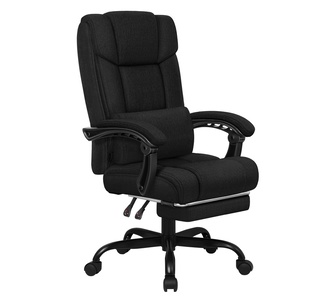 Bijou Black Fabric Office Chair with Footrest