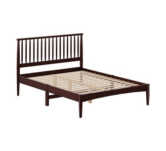Kaeda Queen Walnut Pine Wood Bed Frame