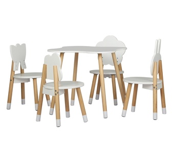 Kairi 5PCS Kids Table and Chairs Set Activity Study White