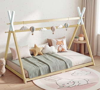 Kamia Single Teepee House Pine Wood Kids Bed Frame