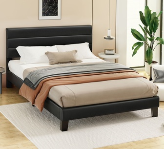Kanna Queen Black PU Bed Frame