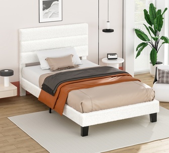 Kanna Single White Boucle Bed Frame