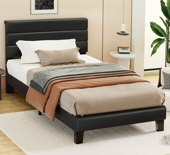 Kanna Single Black PU Bed Frame