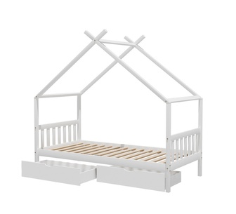 Karly Single White Wooden Kids Bed Frame with Storage