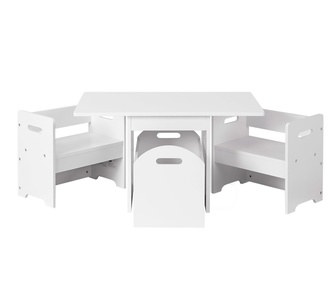 Karis 3PCS Kids Table and Chairs Set Play Activity White
