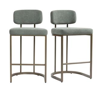 Katelyn Set of 2 Velvet Bar Stools Green