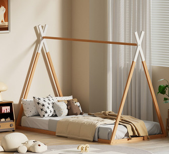 Kennon Single Oak White Wooden Kids Frame