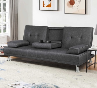 Keyla 3 Seater Grey Fabric Sofa Bed
